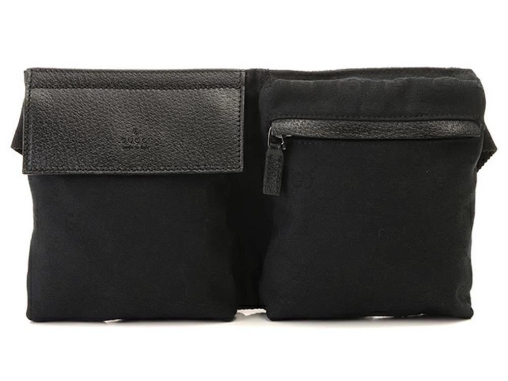 Gucci GG Waist Bag Black Canvas Calfskin